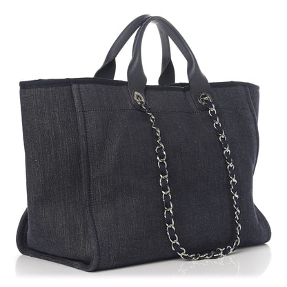 Chanel Denim Medium Deauville Tote Dark Blue 4 of 11