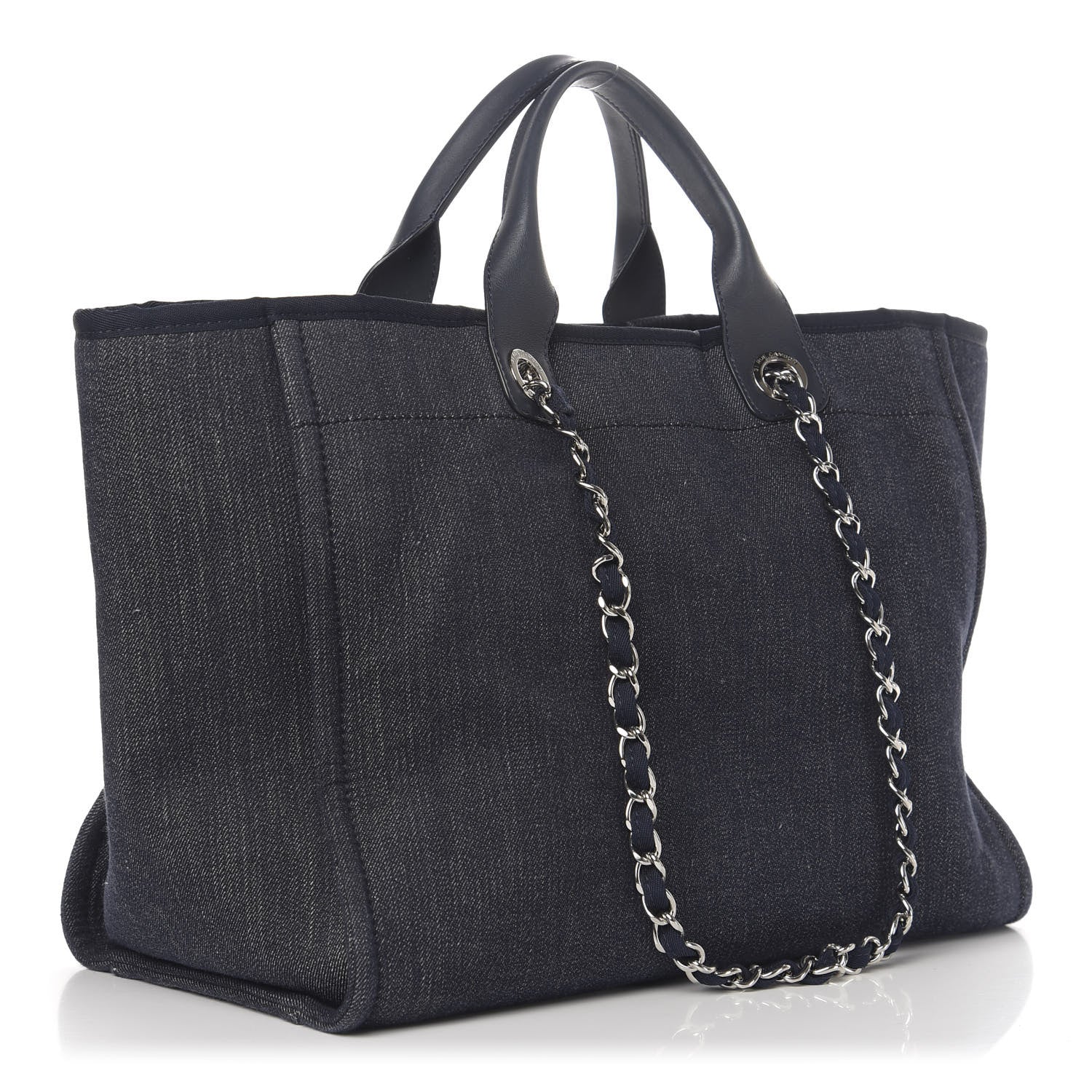 Chanel Denim Medium Deauville Tote Dark Blue 4 of 11