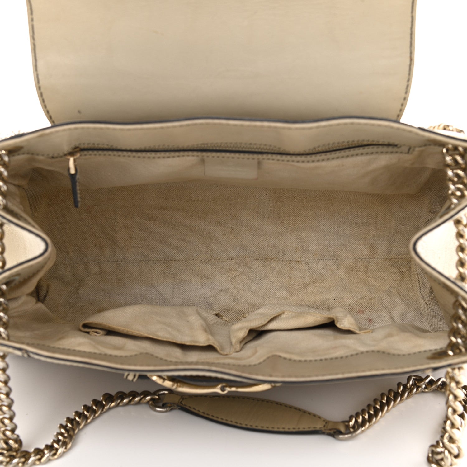 Gucci Monogram Margaux Calfskin Large Emily Chain Shoulder Bag Beige Ebony Mystic White 6 of 25