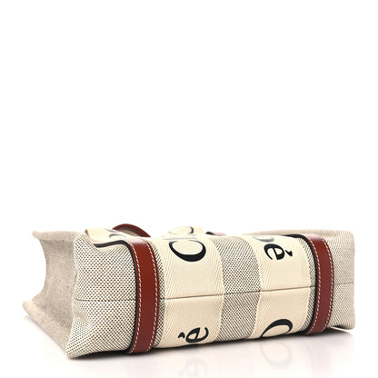 Chloe Cotton Calfskin Small Woody Ribbon Tote White Brown 4 of 10