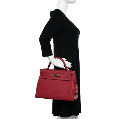 Hermes Togo Kelly Retourne 32 Rubis 2 of 15