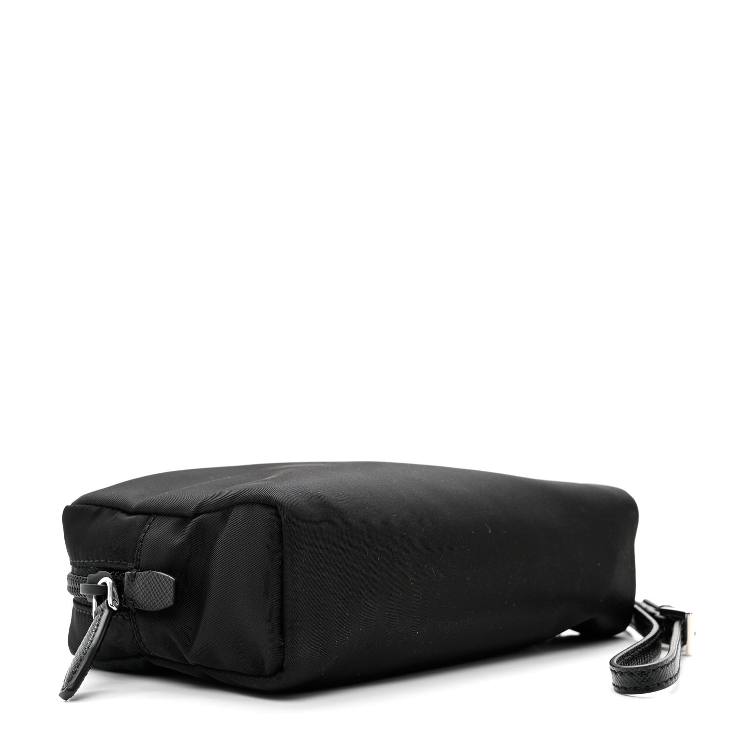 Tessuto Nylon Vela Saffiano Necessaire Wristlet Pouch Black
