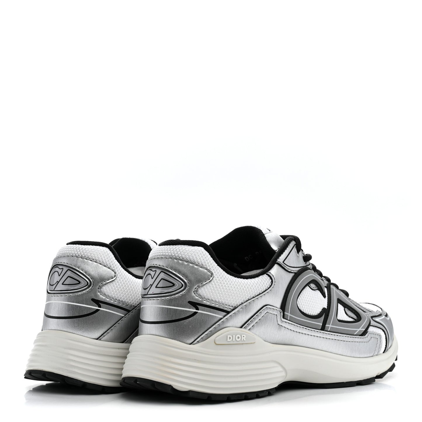 Technical Mesh Calfskin Mens B30 Sneakers 42 Silver Black White