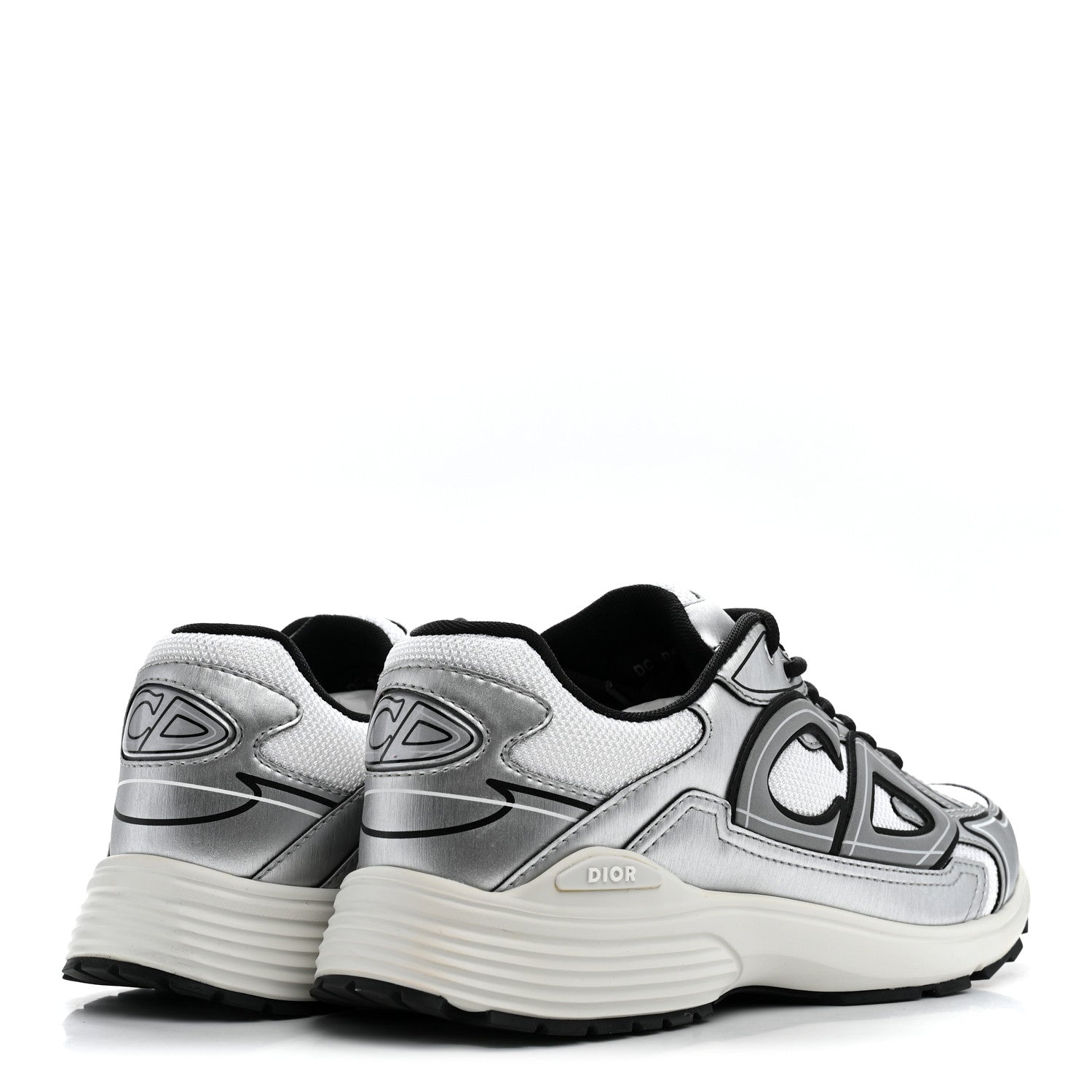 Christian Dior Technical Mesh Calfskin Mens B30 Sneakers 42 Silver Black White 5 of 11