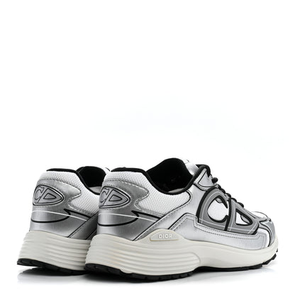 Christian Dior Technical Mesh Calfskin Mens B30 Sneakers 42 Silver Black White 5 of 11