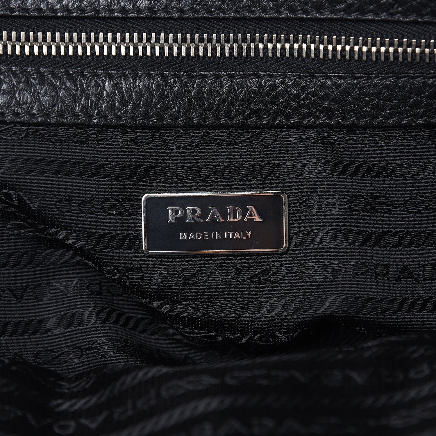 Prada Vitello Daino Embossed Logo Bowler Black 6 of 15