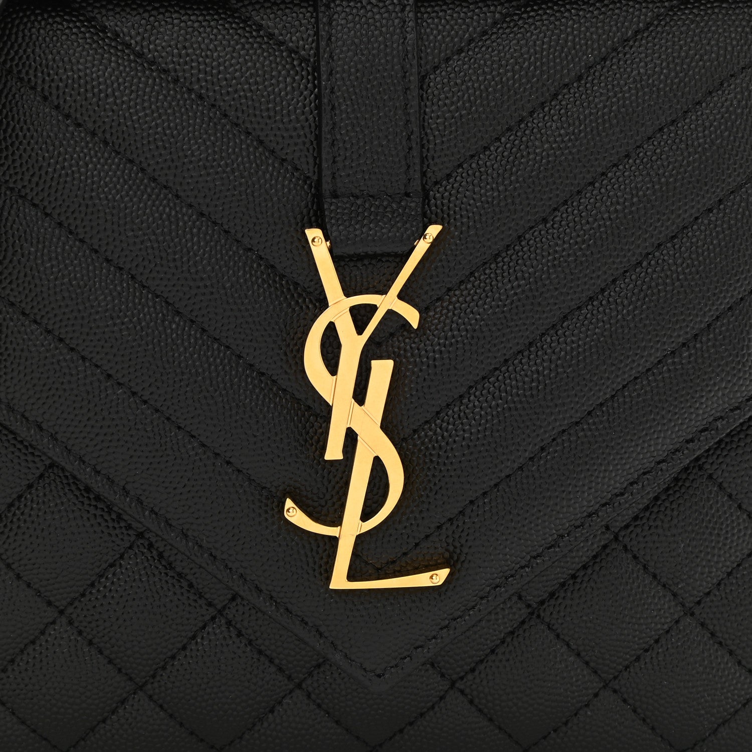 Saint Laurent Grain De Poudre Textured Mixed Matelasse Triquilt Medium Monogram Satchel Black 9 of 11