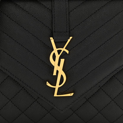 Saint Laurent Grain De Poudre Textured Mixed Matelasse Triquilt Medium Monogram Satchel Black 9 of 11