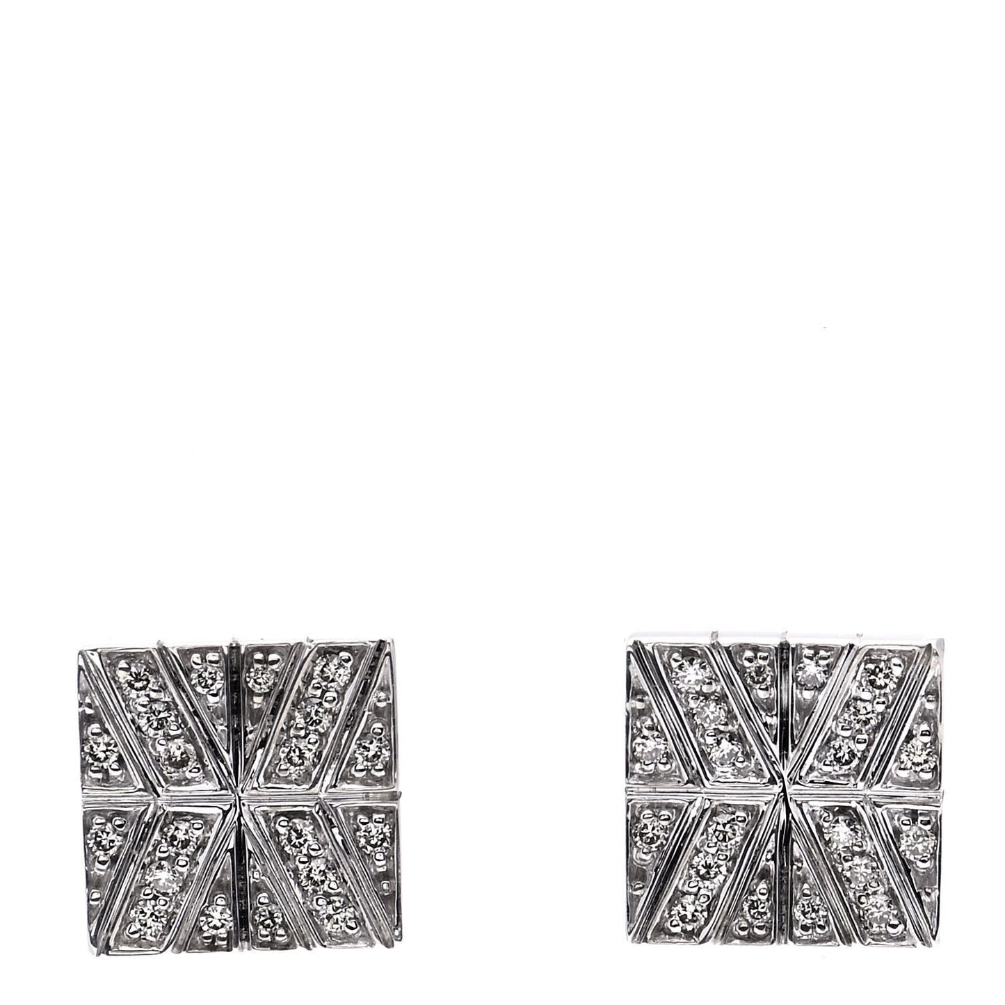 Sterling Silver Diamond Modern Chain Square Earrings