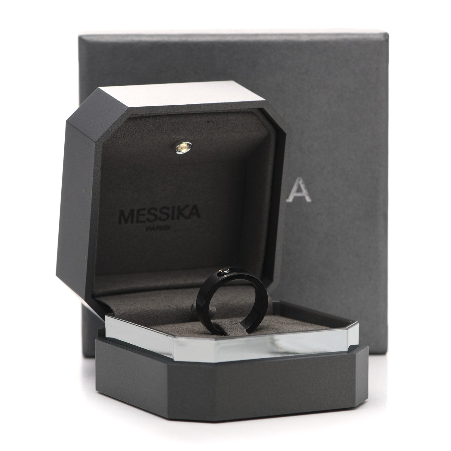 Messika Titanium Black Diamond Move Ring 58 8.25 7 of 7