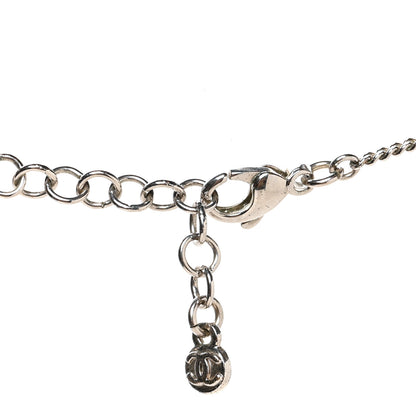 Chanel Crystal CC Drop Pendant Necklace Silver 4 of 4