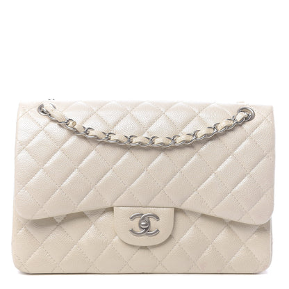 Chanel Pearly Caviar Quilted Jumbo Double Flap Dark White 1 of 10