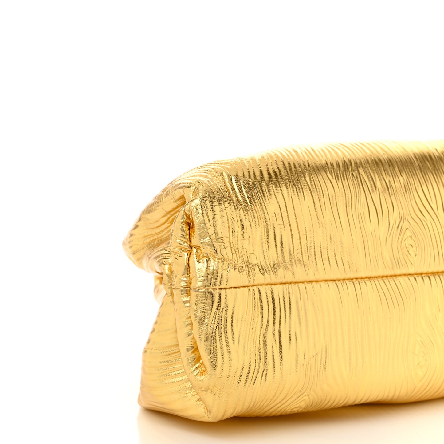 Metallic Bark Calfskin Embossed The Pouch Oversized Clutch Oro