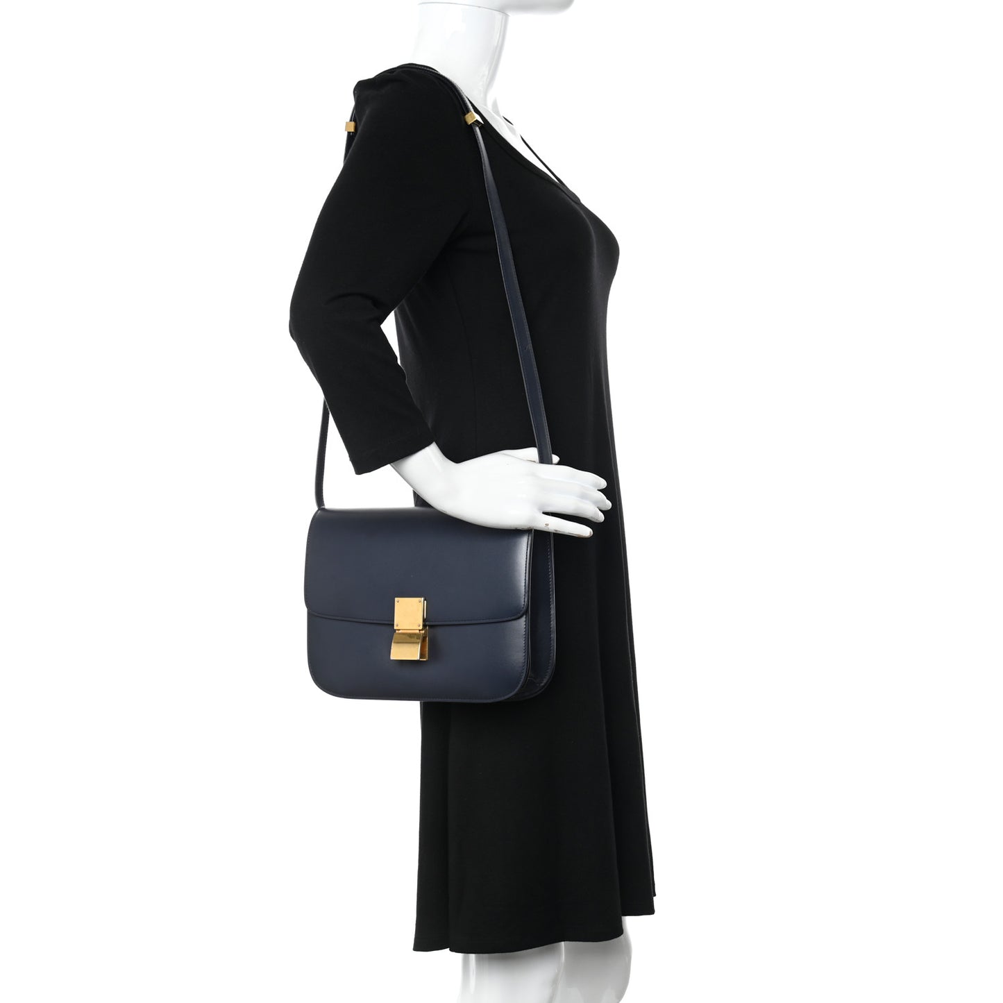 Box Calfskin Medium Classic Box Flap Bag Navy