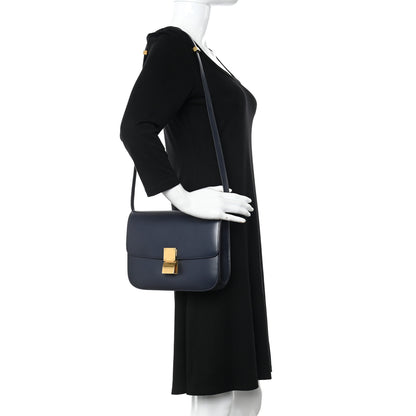 Celine Box Calfskin Medium Classic Box Flap Bag Navy 2 of 14