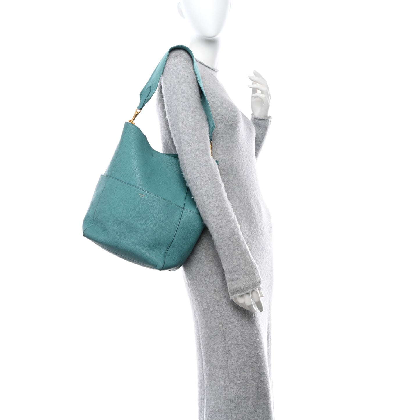 Soft Grained Calfskin Sangle Bucket Bag Antarctic