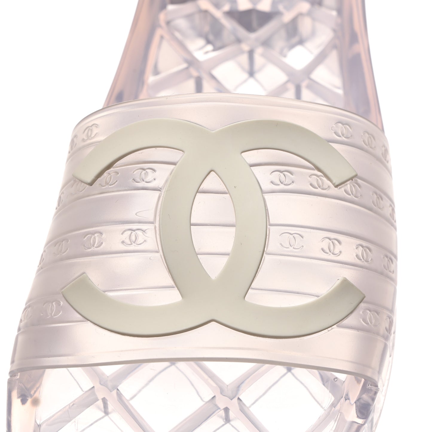 PVC Transparent CC Flat Slide Sandals 39 White
