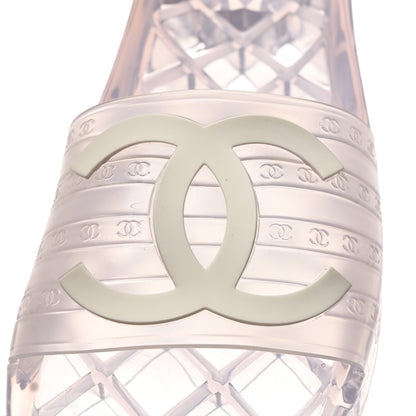 Chanel PVC Transparent CC Flat Slide Sandals 39 White 7 of 10