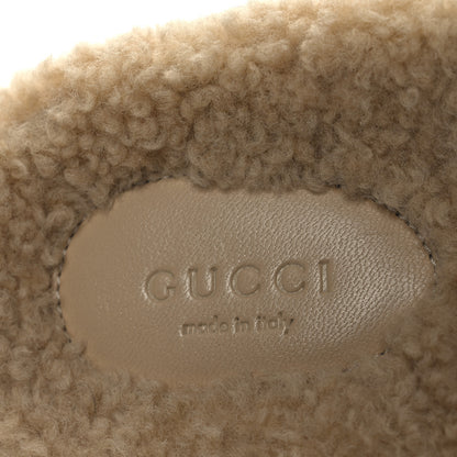 Gucci Shearling Womens Eileen Slide Sandals 38 Cocoa Butterscotch 9 of 11