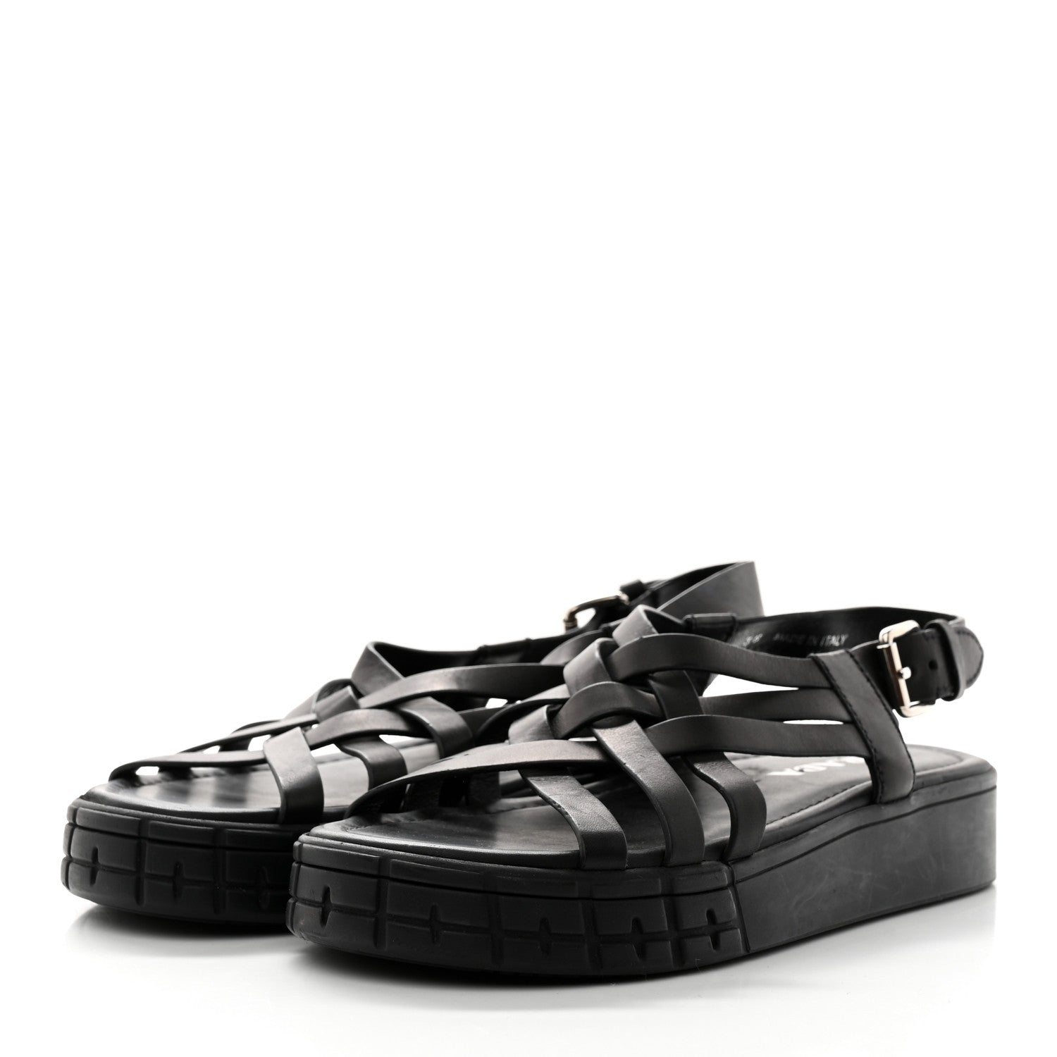 Prada Natural Calfskin Buckled Slingback 30mm Sandals 38 Black 3 of 8
