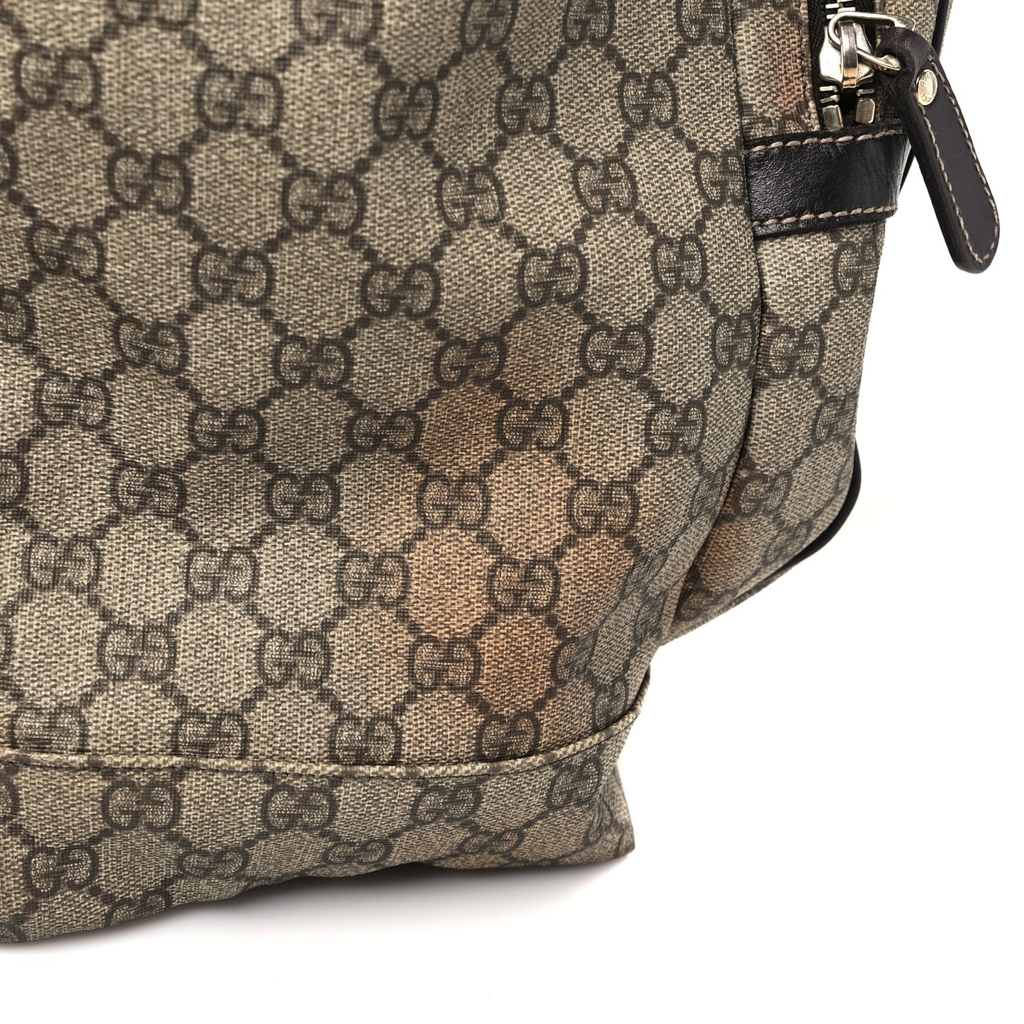 GG Supreme Monogram Medium Single Buckle Rucksack Backpack Beige Ebony Brown