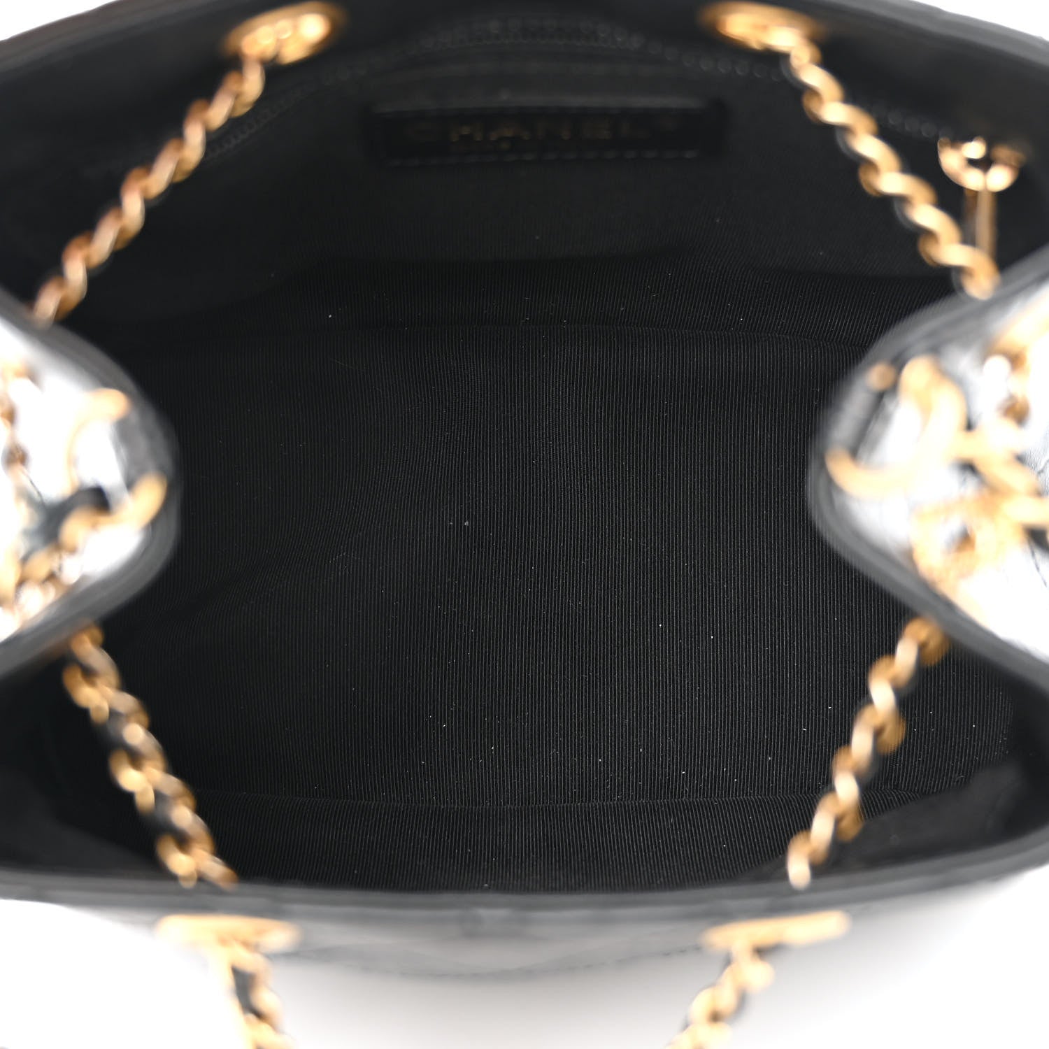 Chanel Calfskin Stitched Small Egyptian Amulet Drawstring Bag Black 5 of 12