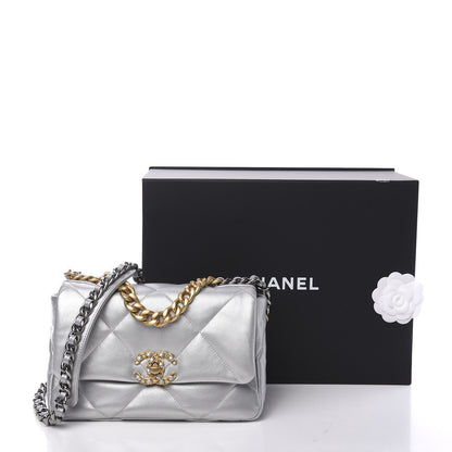 Chanel Metallic Goatskin Quilted Medium 19 Flap Silver 10 of 10