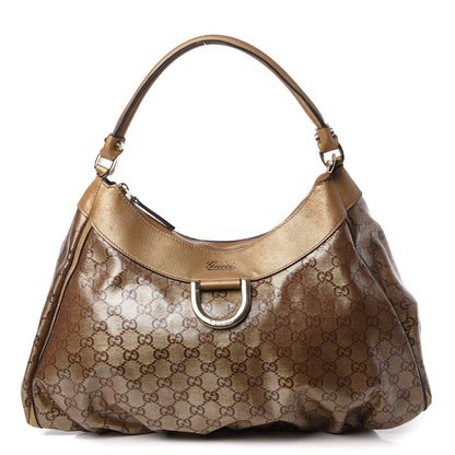 Gucci Crystal Monogram Large D Gold Hobo Gold 1 of 18