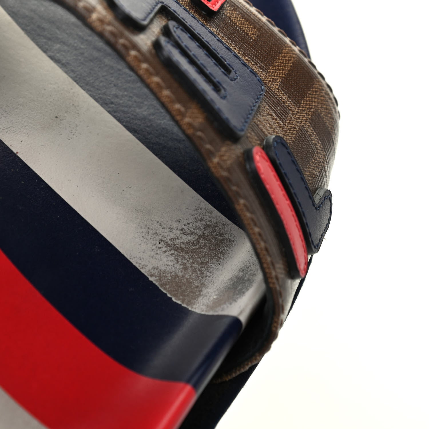 Fendi X FILA Glazed Fabric Calfskin FF 1974 Mania Slide Sandals 38 Mogano Panna Blueberry Caipiroska 16 of 18