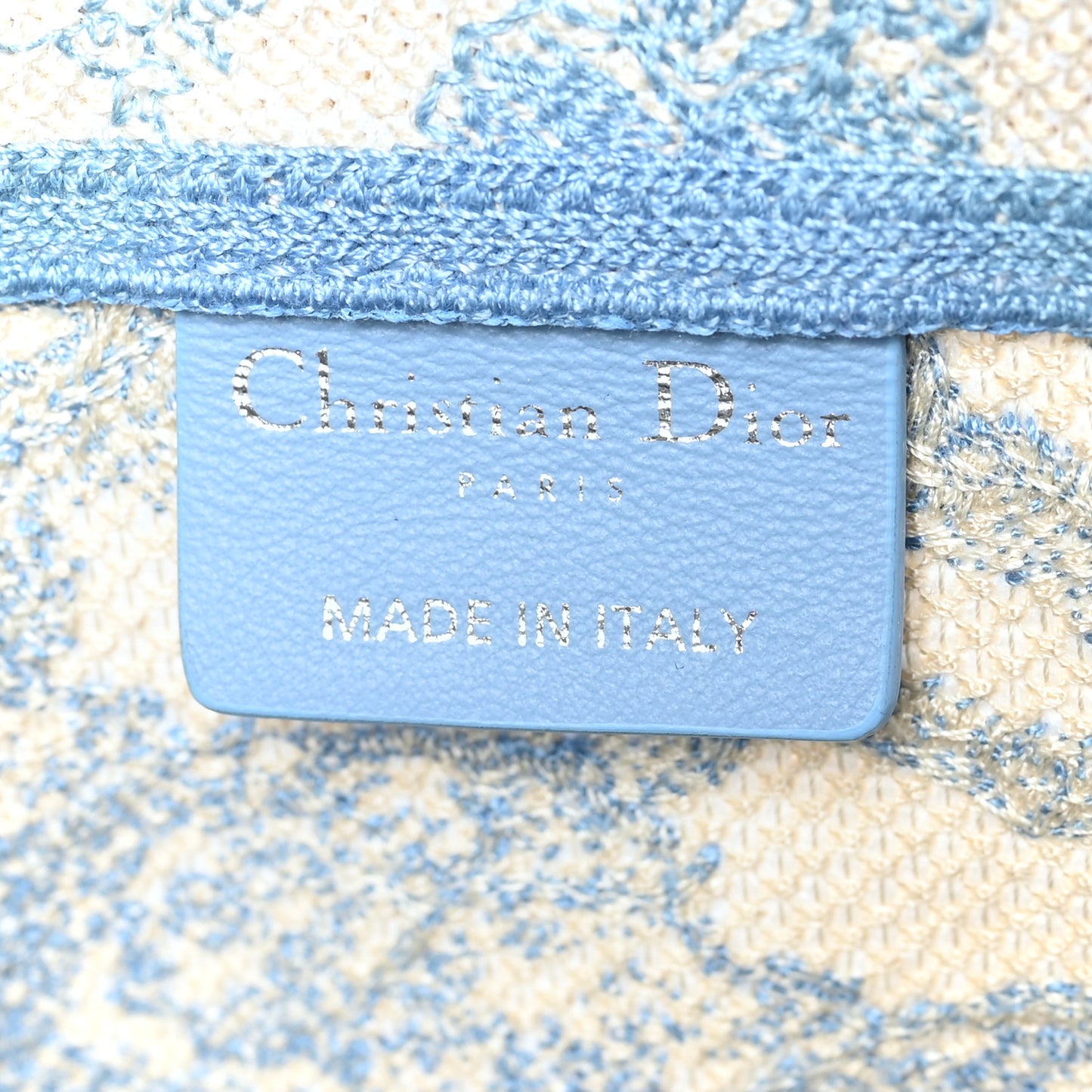 Canvas Reverse Embroidered Toile De Jouy D-Bubble Bucket Bag Blue