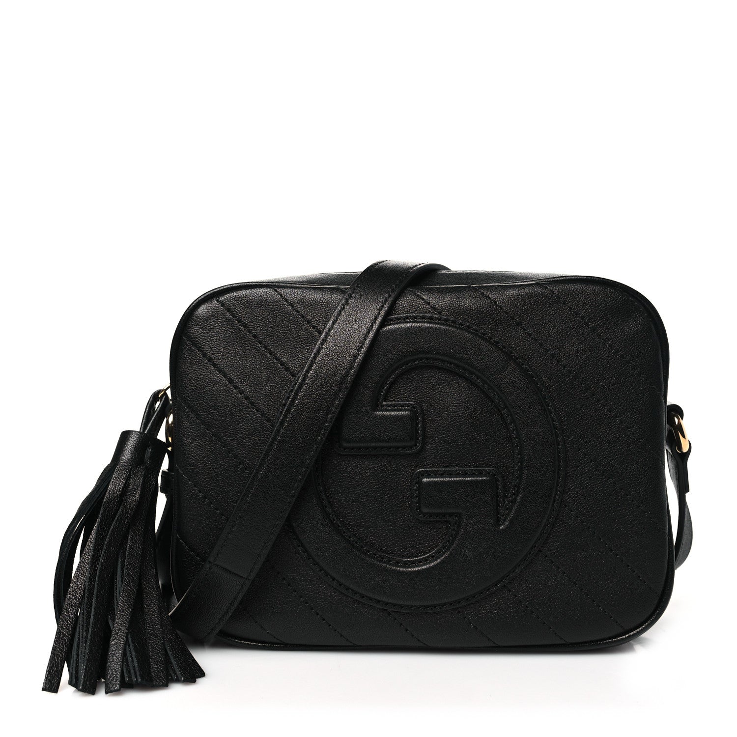 Gucci Sakai Be Green Calfskin Diagonal Stitched Small Blondie Shoulder Bag Black 1 of 9