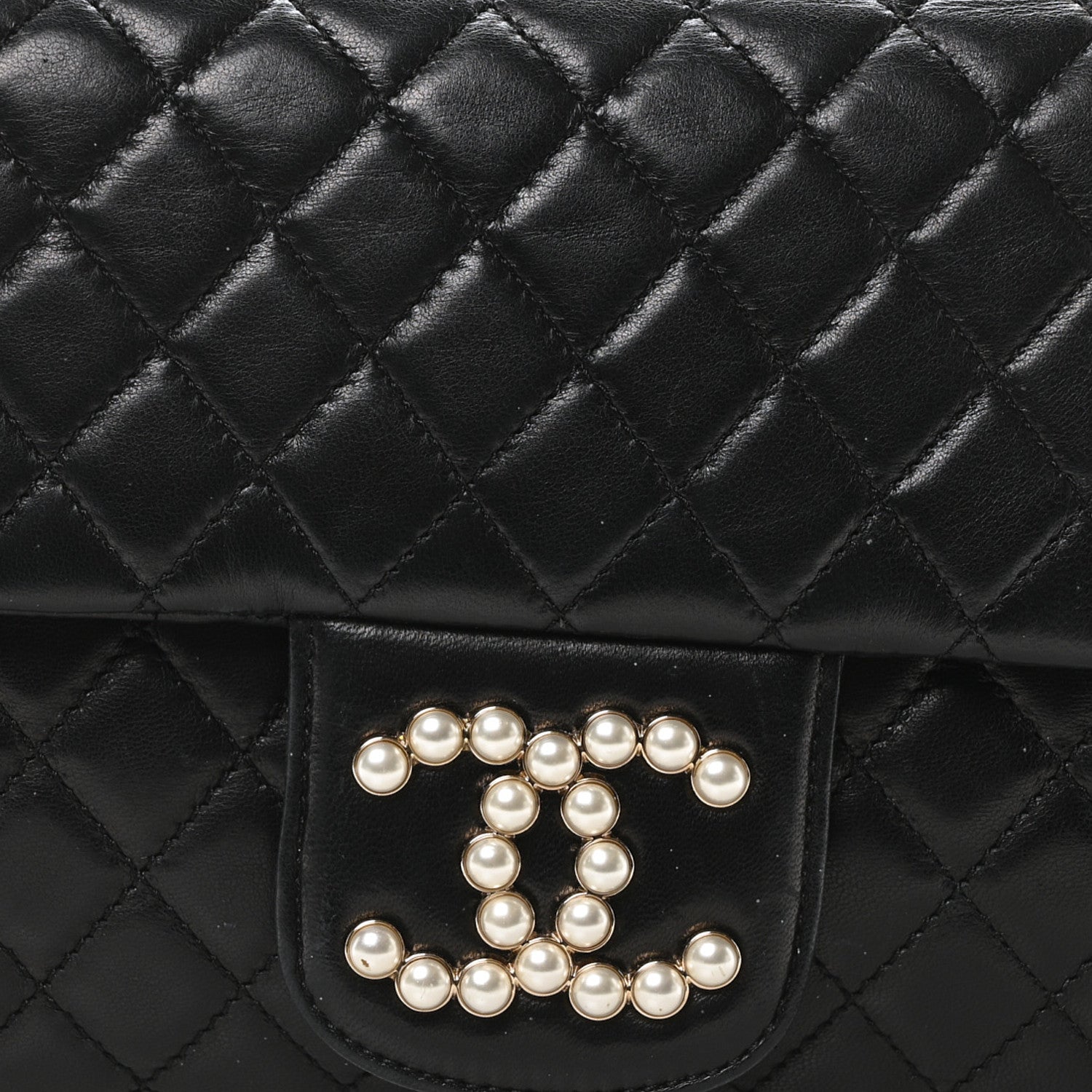 Chanel Lambskin Quilted Medium Westminster Pearl Flap Black 8 of 10