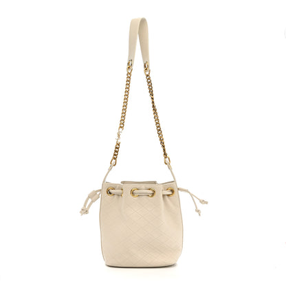 Saint Laurent Lambskin Carre Quilted Cassandre Small Bucket Bag Crema Soft 1 of 12