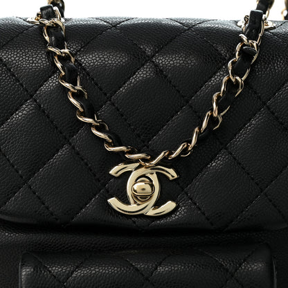 Chanel Shiny Caviar Quilted Small Pockets Drawstring Backpack Black 15 of 19