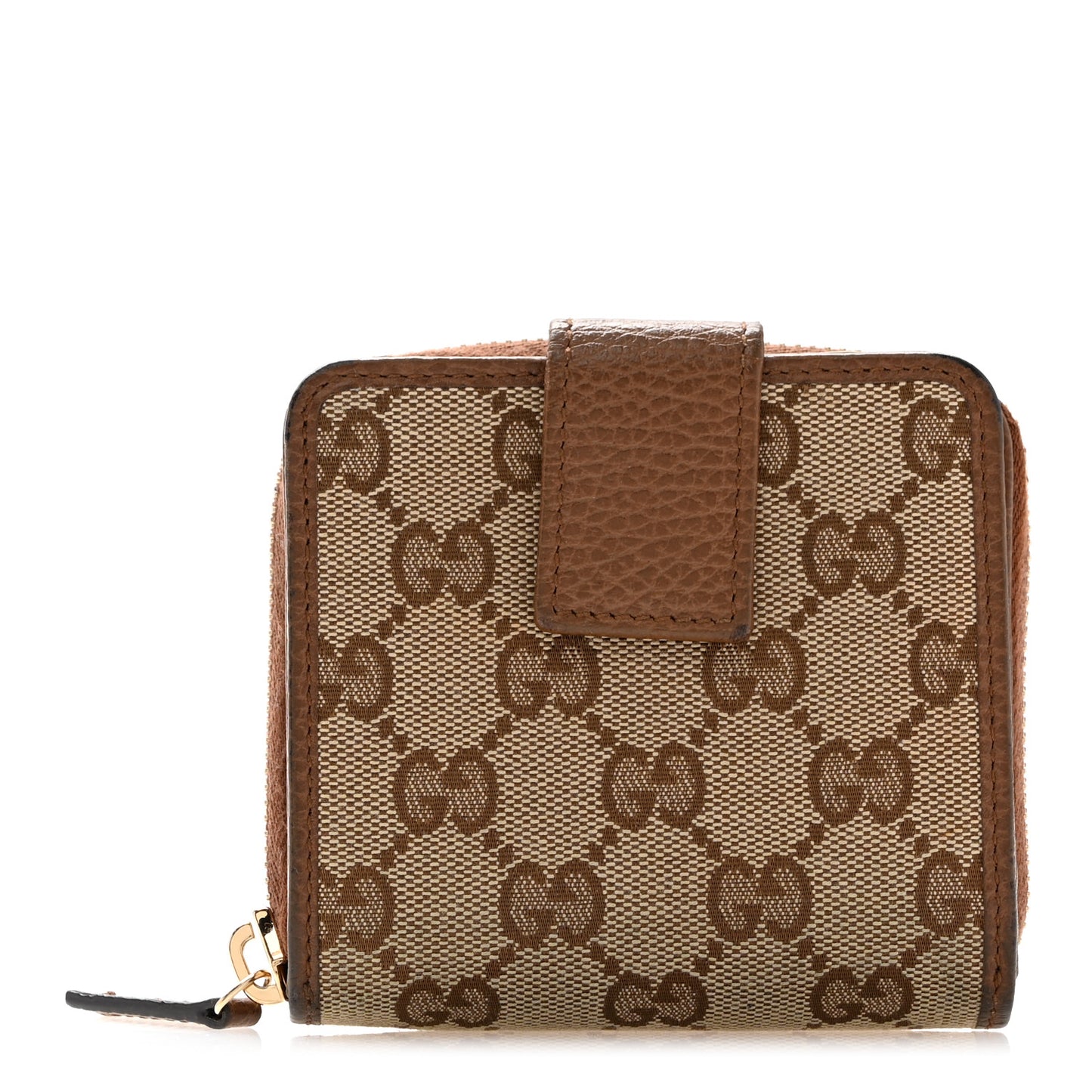 Monogram Dollar Calfskin Zip Around French Wallet Beige Ebony Tabacco