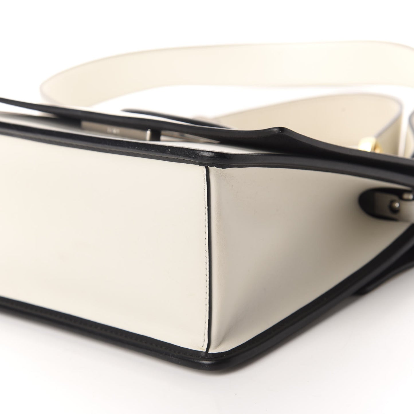Vitello Century Alcantara F is Fendi Bi-Color Kan I Shoulder Bag White Black