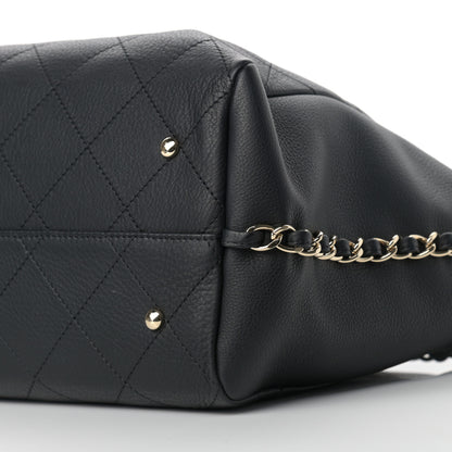 Chanel Bullskin Stitched Large Shopping Bag Black 9 of 9