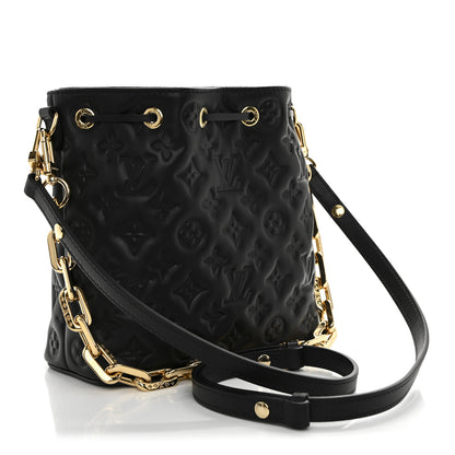 Louis Vuitton Lambskin Embossed Monogram Coussin Bucket Black 3 of 9