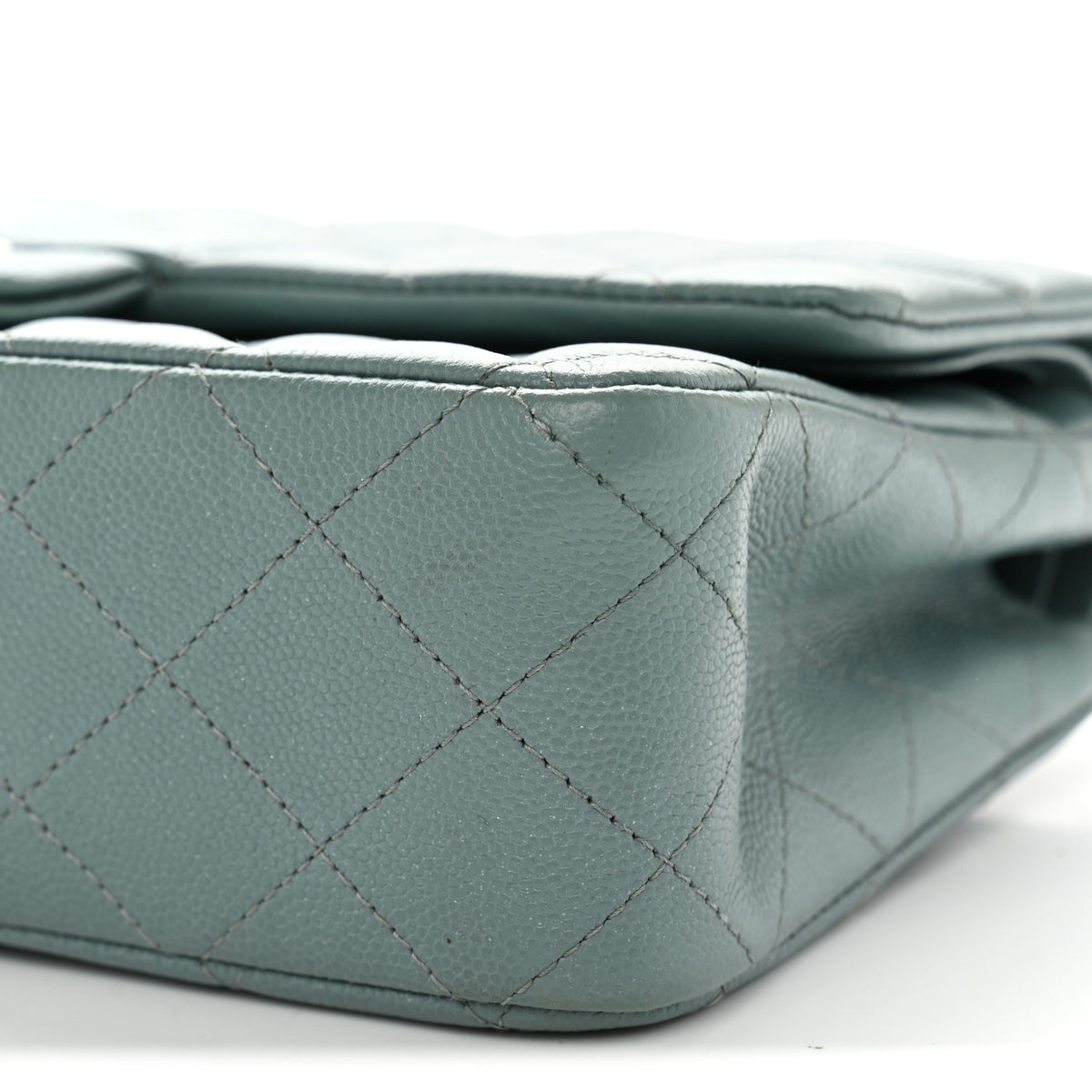 Chanel Iridescent Caviar Quilted Medium Double Flap Light Blue 10 of 12
