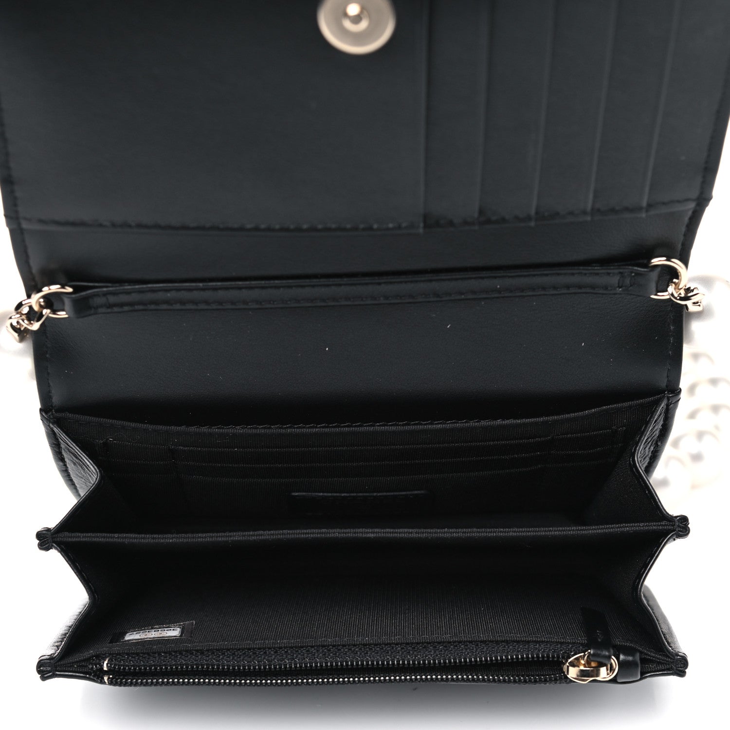 Chanel Calfskin Quilted Mini Maxi Pearls Wallet On Chain WOC Black 4 of 5