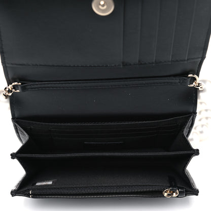 Chanel Calfskin Quilted Mini Maxi Pearls Wallet On Chain WOC Black 4 of 5