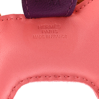 Hermes Milo Lambskin Grigri Rodeo Horse Bag Charm PM Rose Azalee Gold Anemone 4 of 6