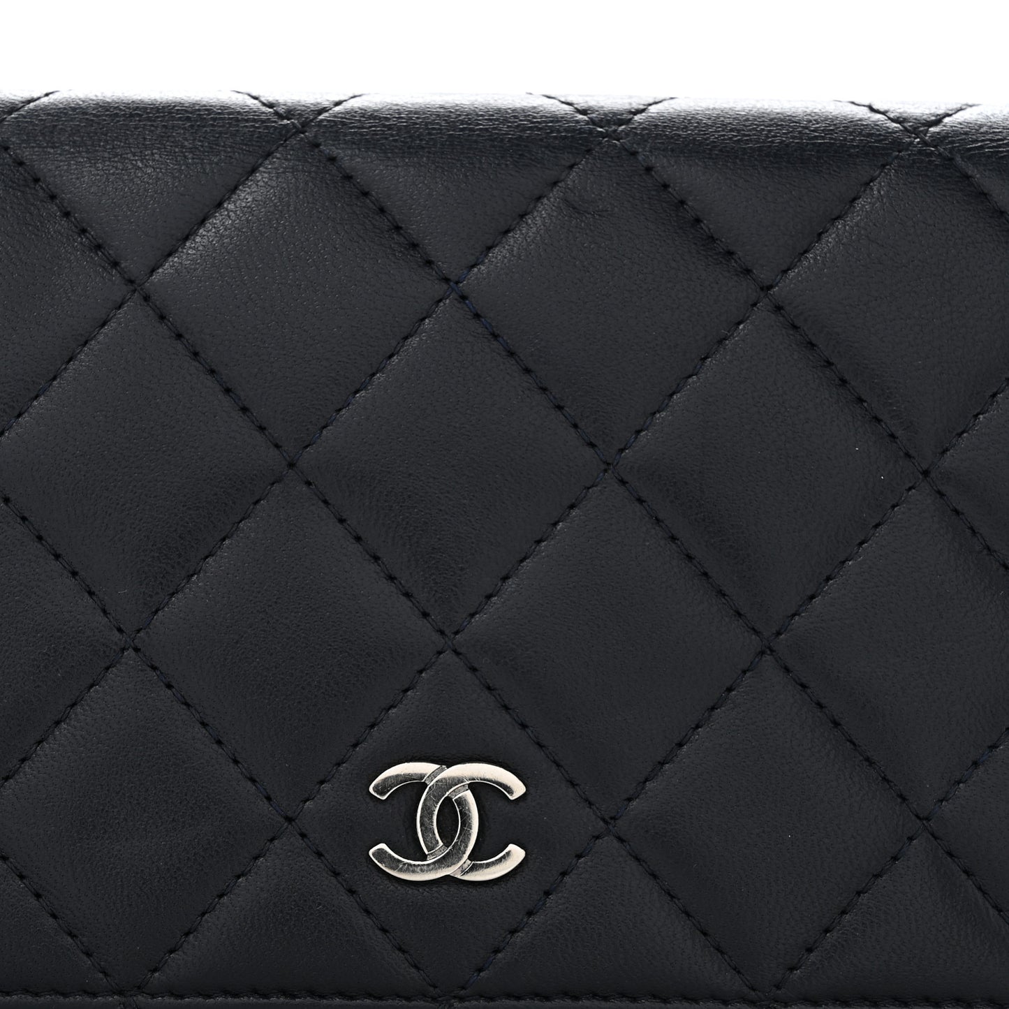 Lambskin Quilted Yen Wallet Blue