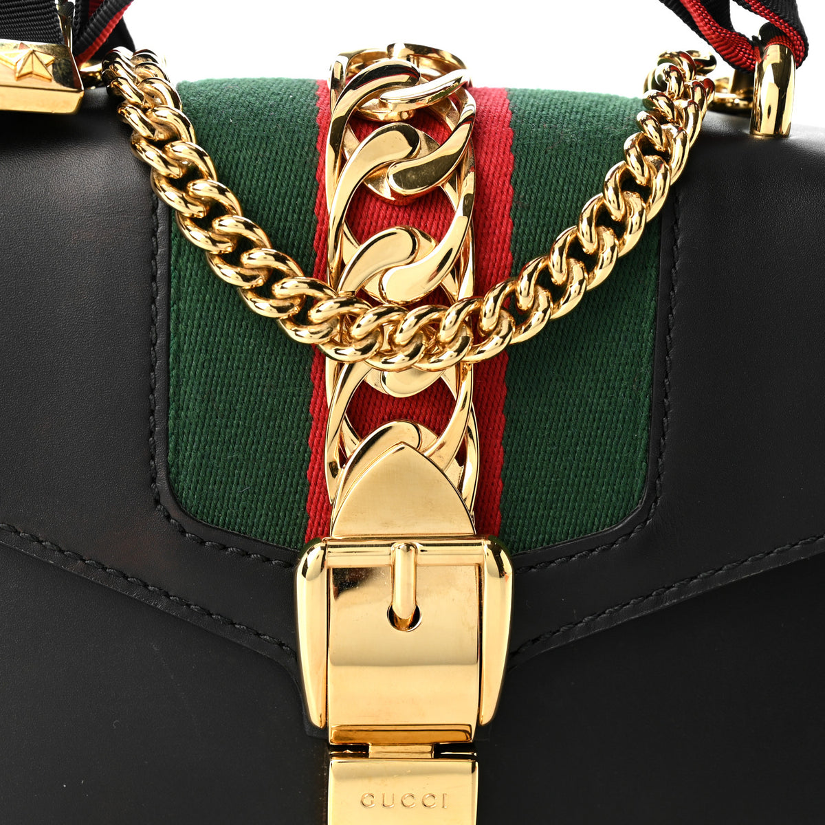 Calfskin Mini Sylvie Chain Shoulder Bag Black