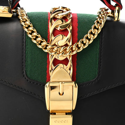 Gucci Calfskin Mini Sylvie Chain Shoulder Bag Black 7 of 10