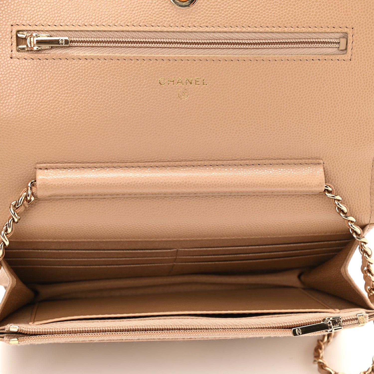 Chanel Caviar Quilted Wallet On Chain WOC Beige 5 of 11