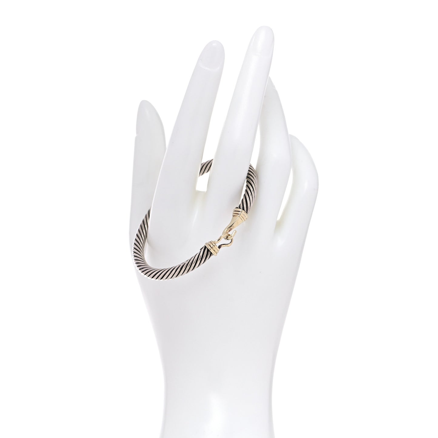 Sterling Silver 14K Yellow Gold 5mm Cable Classic Buckle Bracelet