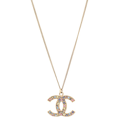Chanel Crystal CC Necklace Light Gold Multicolor 1 of 7