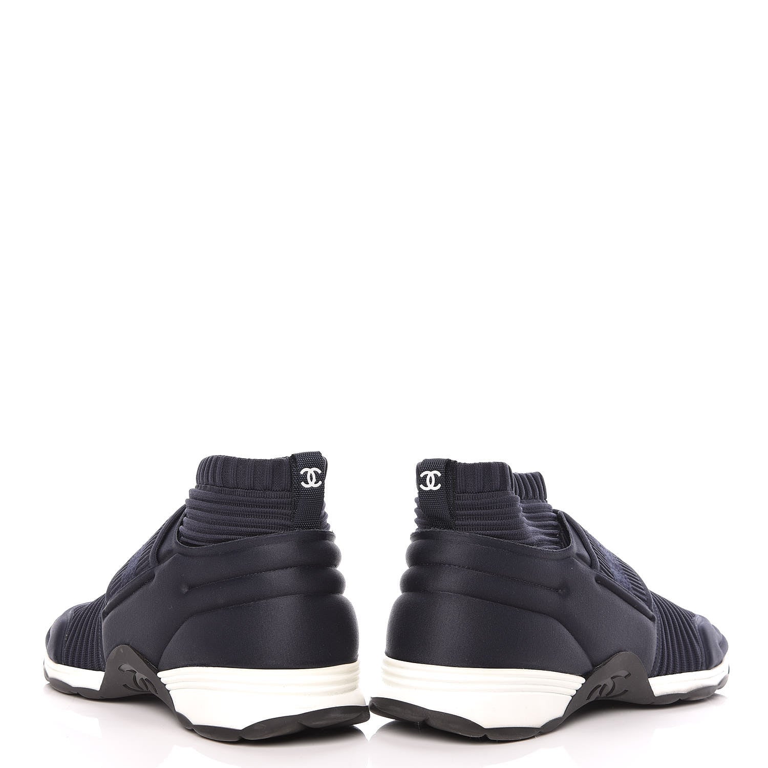 Chanel Stretch Fabric CC Sneakers 42 Blue 9 of 16