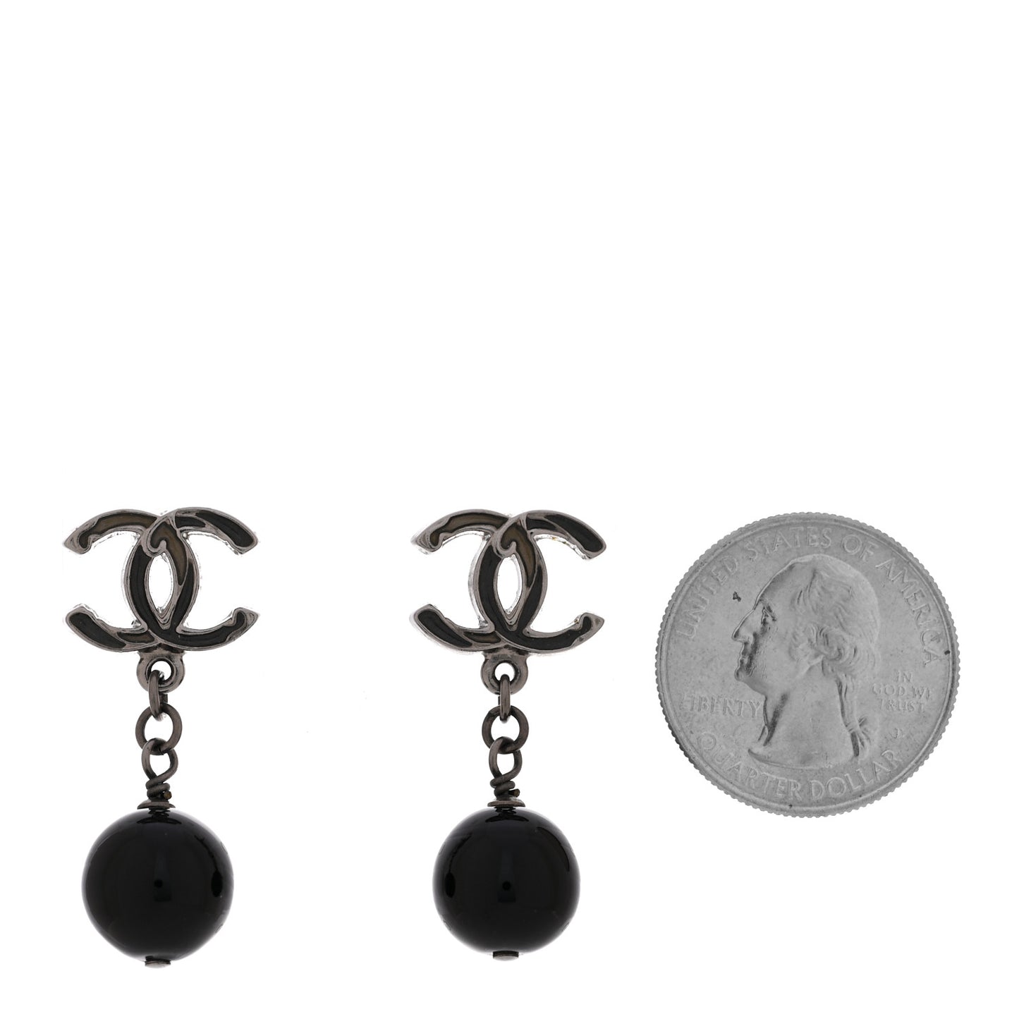 Ruthenium Bead CC Drop Earrings Black